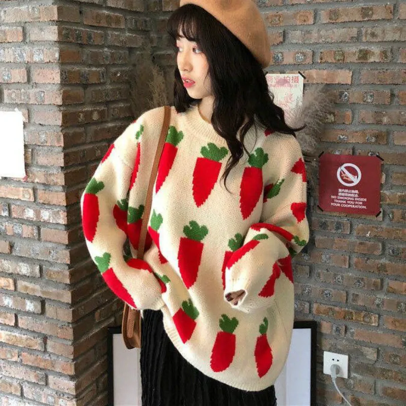 Women New Sweater O-Neck Hot Sale Printing Casual Korea Student Knitting Sweet Loose Cute Female Pullovers Sweatar
Women New Sweater O-Neck Hot Sale Printing Casual Korea Student Knitting Sweet Loose Cute Female Pullovers Sweatar