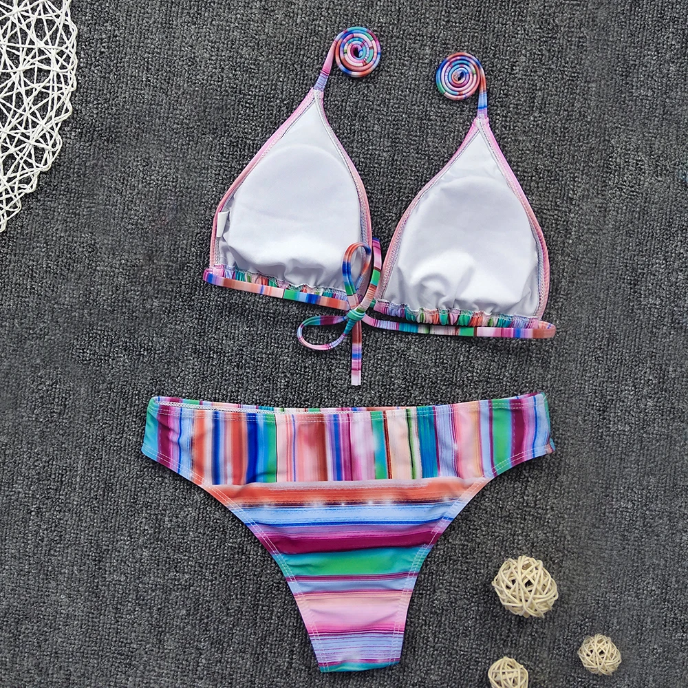 WTCandy 2021 New Print Rainbow Striped Bikini Sexy Micro Swimsuit Women Brazil Beach Biquini Summer May Swimwear Bathing Suit
WTCandy 2021 New Print Rainbow Striped Bikini Sexy Micro Swimsuit Women Brazil Beach Biquini Summer May Swimwear Bathing Suit