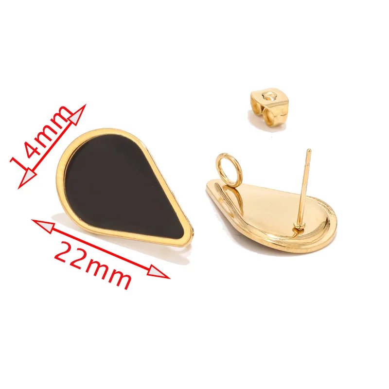 6pcs Gold Teardrop Ear Posts 14x22mm Stainless Steel Geometric Waterdrop Stud Earring Components with Loop | Украшения и