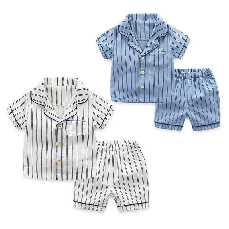2021 Spring summer boys pajamas set short sleeve stripe Tops and Shorts toddler kids Sleepwear clothes set
2021 Spring summer boys pajamas set short sleeve stripe Tops and Shorts toddler kids Sleepwear clothes set