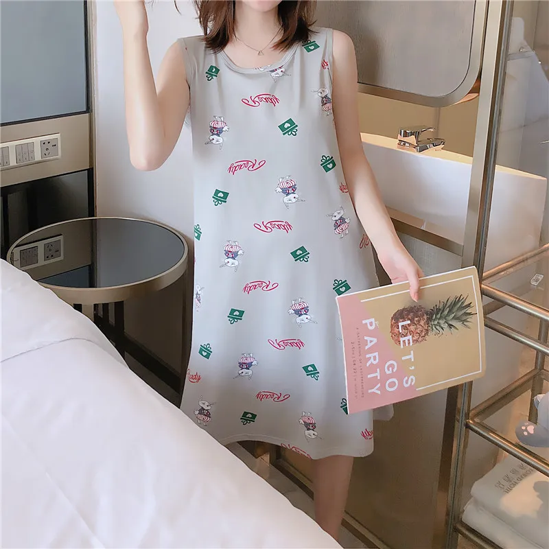 Nightgowns Women Lovely Summer Sleeveless Pad Student Printed Sleepshirts Cool and Refreshing Loose Trendy Korean Style Stylish
Nightgowns Women Lovely Summer Sleeveless Pad Student Printed Sleepshirts Cool and Refreshing Loose Trendy Korean Style Stylish
