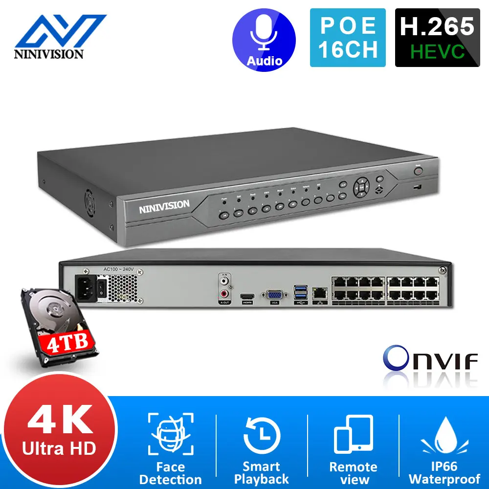 16-канальный видеорегистратор с поддержкой POE NVR встроенный Plug & Play 4 к NVR с 1/2 SATA Интерфейсы 16CH POE Порты и разъёмы для безопасности Камера H.265 P2P
16-канальный видеорегистратор с поддержкой POE NVR встроенный Plug & Play 4 к NVR с 1/2 SATA Интерфейсы 16CH POE Порты и разъёмы для безопасности Камера H.265 P2P