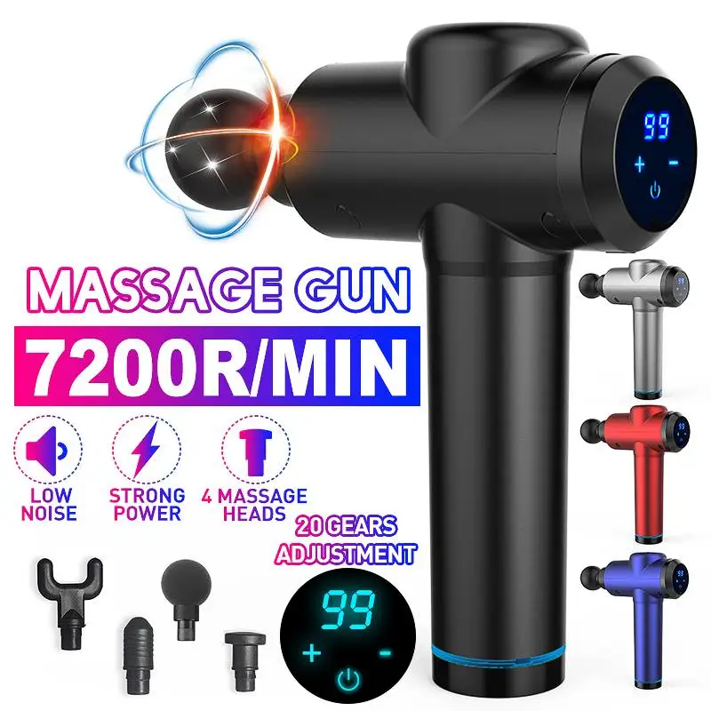 7200R/Min Massage Gun Muscle Relax Body Relaxation 20 Gears Electric Massager with Portable Bag for Fitness
7200R/Min Massage Gun Muscle Relax Body Relaxation 20 Gears Electric Massager with Portable Bag for Fitness