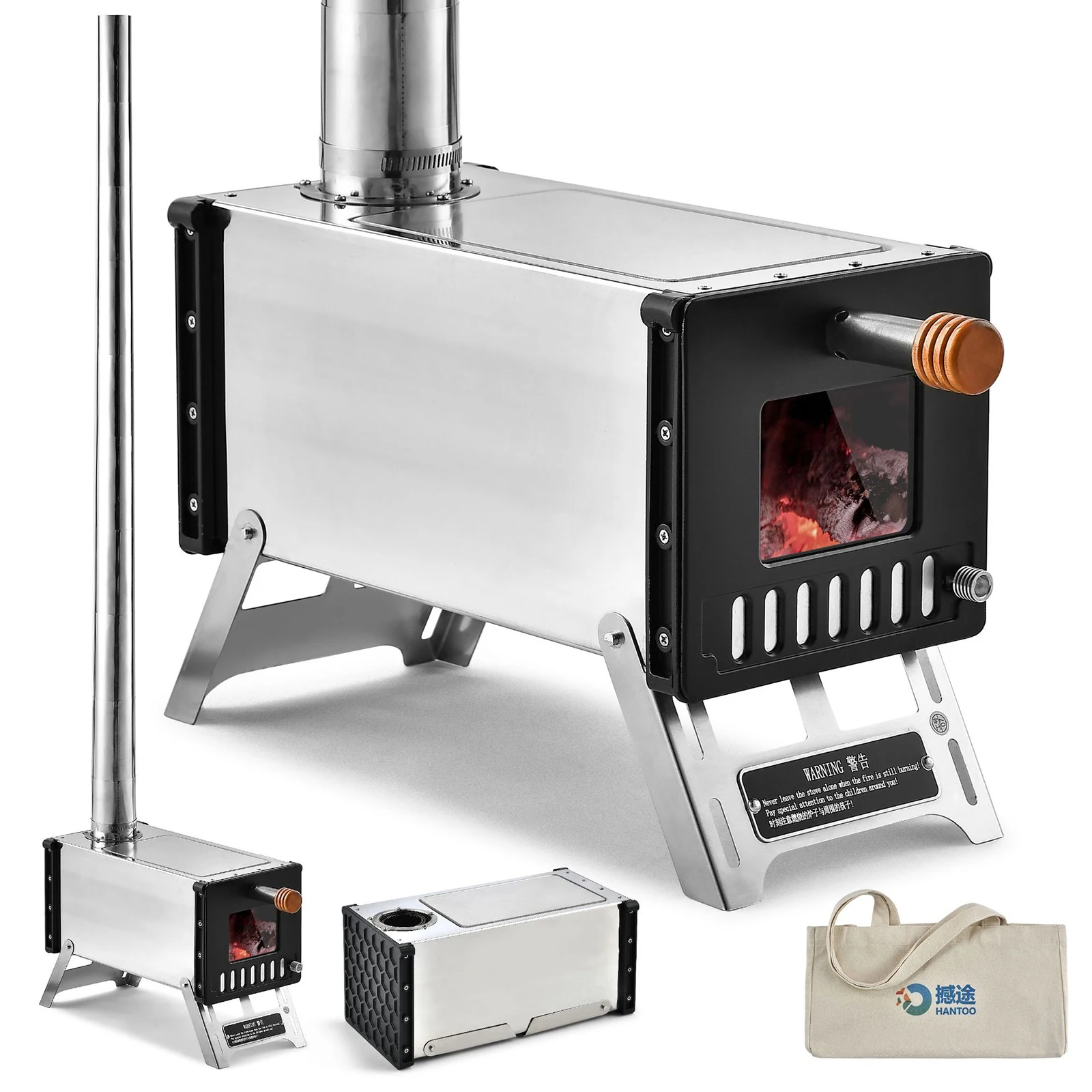 Stainless Steel Tent Wood Stove with Chimney Pipes Portable Camping Wood Burning Stove for Camping Heating Cooking
Stainless Steel Tent Wood Stove with Chimney Pipes Portable Camping Wood Burning Stove for Camping Heating Cooking