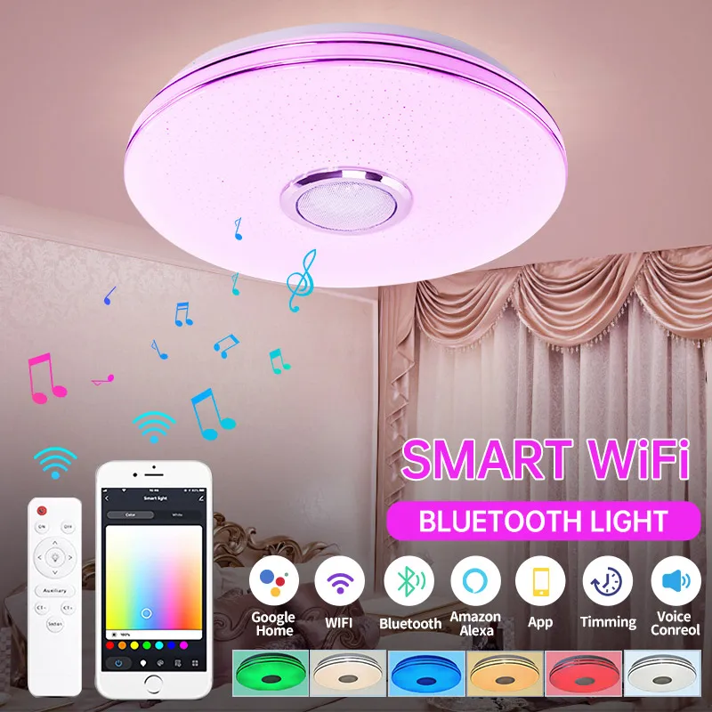 SONMEEN Smart WiFi Modern RGB LED Ceiling Light with Remote&APP Control Bluetooth Speaker Music Lamp Chandeliers for Living Room
SONMEEN Smart WiFi Modern RGB LED Ceiling Light with Remote&APP Control Bluetooth Speaker Music Lamp Chandeliers for Living Room