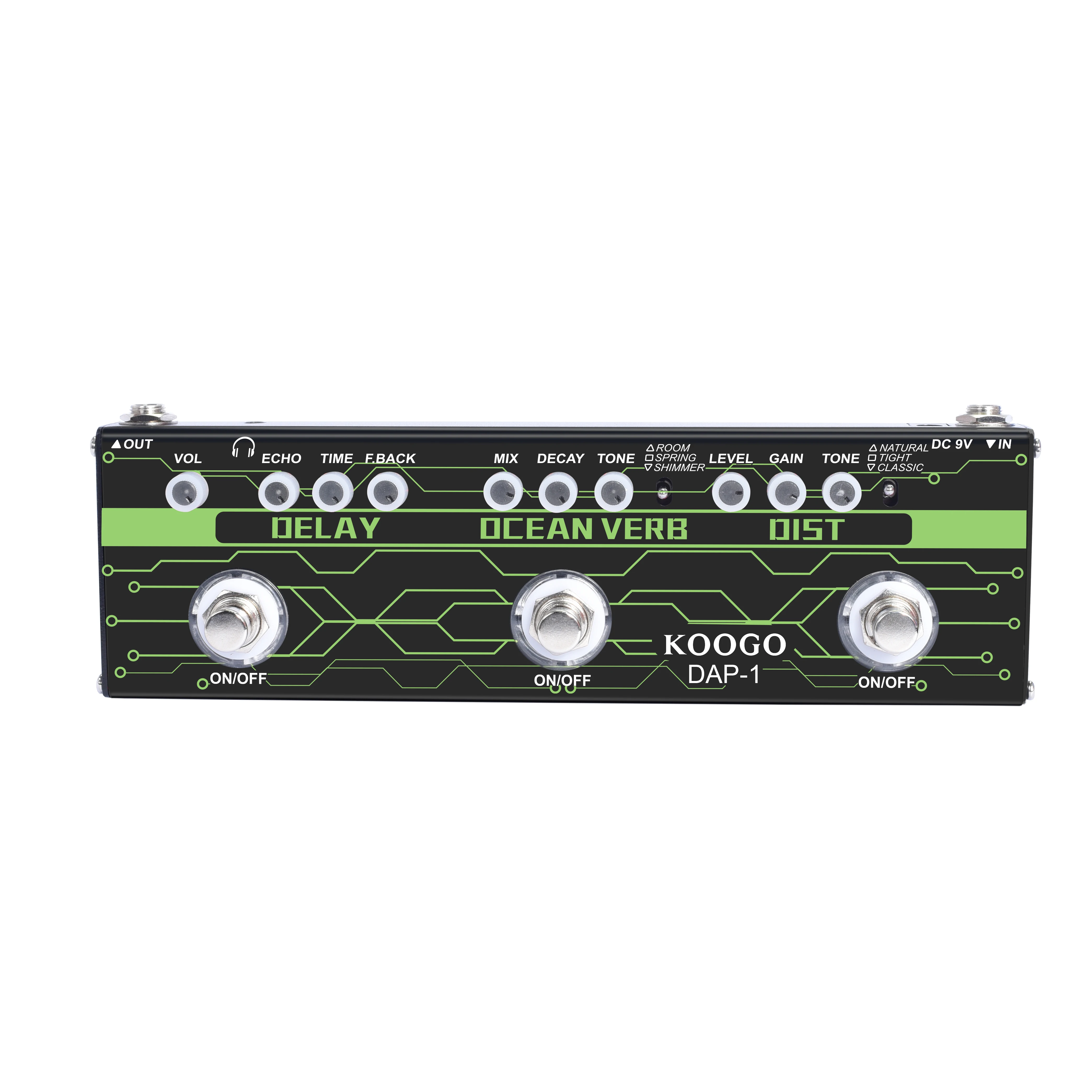 Koogo Guitar Multi-Effect Pedal Delay Ocean Verb Distortion 3-in-1 Series Analog Digital Mingle Effects Pedals 
Koogo Guitar Multi-Effect Pedal Delay Ocean Verb Distortion 3-in-1 Series Analog Digital Mingle Effects Pedals
