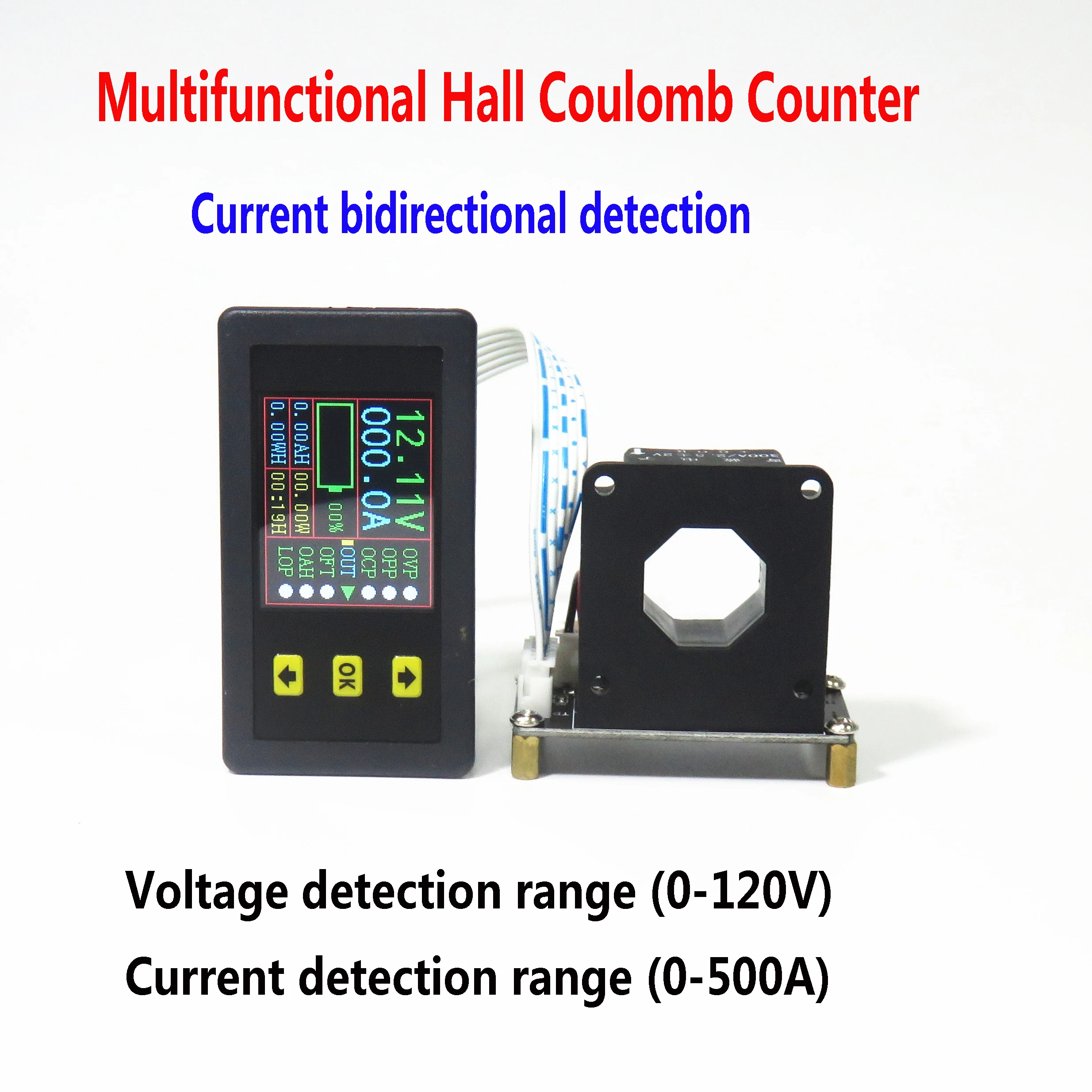0-500A Hall Coulomb Meter Digital LCD DC Bidirectional Voltage Current Power Capacity Time Battery Monitor Voltmeter Ammeter
0-500A Hall Coulomb Meter Digital LCD DC Bidirectional Voltage Current Power Capacity Time Battery Monitor Voltmeter Ammeter