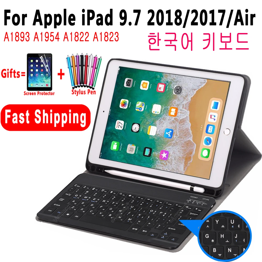 Чехол с корейской клавиатурой для Apple iPad 2018 6 го поколения 2017 5 Pro 9 7 Air 1 2 A1893 A1954 A1822