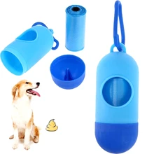 Pill Shape Pet Dog Poop Bag Dispenser Waste Garbage Bags Carrier With 1 Roll Cat Dog Waste Poop Bag For Dogs Zero Waste-40