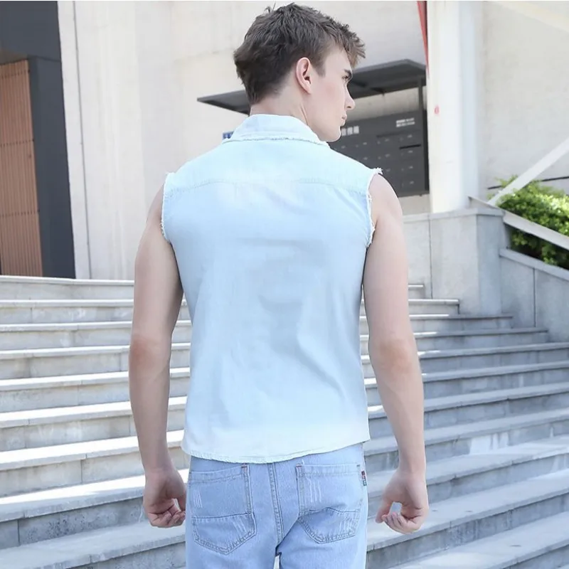 Summer Casual Denim Vest Men Plus Size 5XL Fashion Slim Sleeveless Jacket Street Frayed Single Breasted Short Cowboy Waistcoat
Summer Casual Denim Vest Men Plus Size 5XL Fashion Slim Sleeveless Jacket Street Frayed Single Breasted Short Cowboy Waistcoat