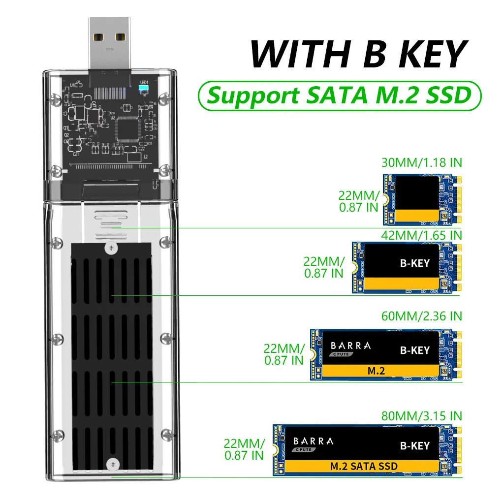 Новый M2 SSD чехол SATA шасси M.2 к USB 3 0 адаптер для PCIE NGFF M / B Key Disk Box 2230/2242/2260/2280 мм |
