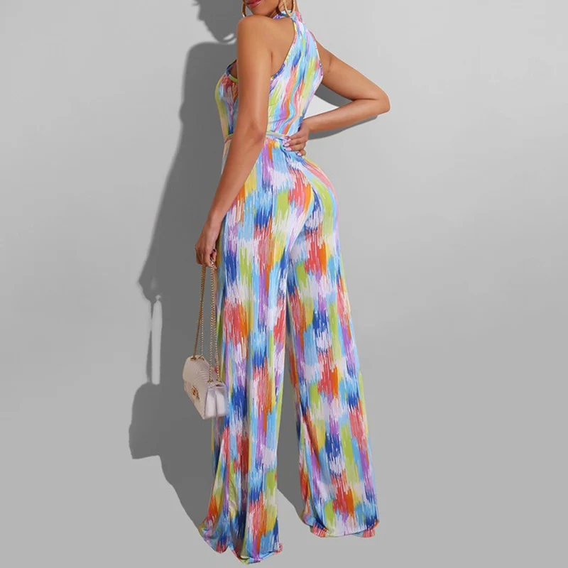 Autumn Sexy Printed Romper Women Elegant Halter Sleeveless High Waist Jumpsuit Female Loose Wide Leg Playsuits Fashion
Autumn Sexy Printed Romper Women Elegant Halter Sleeveless High Waist Jumpsuit Female Loose Wide Leg Playsuits Fashion