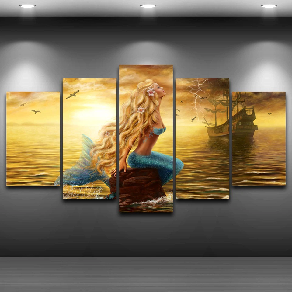 Decorative Modular Wall Art Abstract Pictures 5 Panel Mermaid Framework Canvas Painting For Living Room Bedroom Printed
Decorative Modular Wall Art Abstract Pictures 5 Panel Mermaid Framework Canvas Painting For Living Room Bedroom Printed