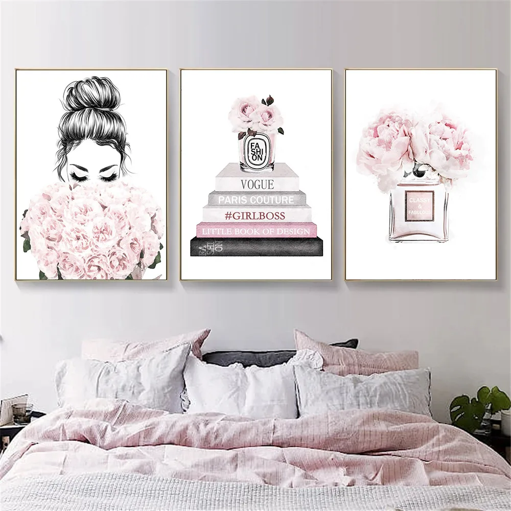 Pink Peony Poster Perfume Bottle Canvas Print Fashion Wall Art Painting Flower Girl Posters Book Wall Pictures Living Room Decor
Pink Peony Poster Perfume Bottle Canvas Print Fashion Wall Art Painting Flower Girl Posters Book Wall Pictures Living Room Decor