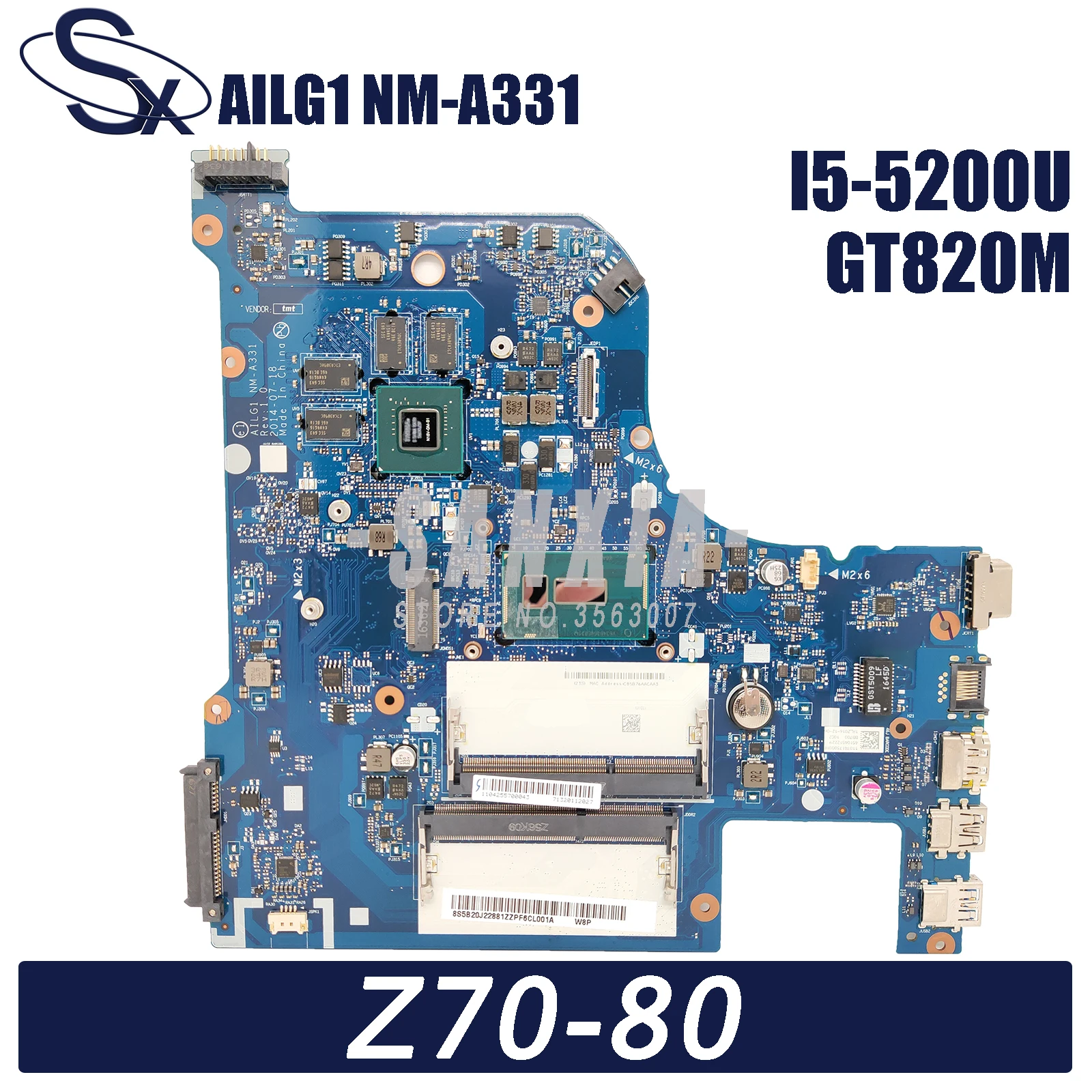 KEFU AILG1 NM-A331 Laptop motherboard for Lenovo Z70-80 G70-80 original mainboard DDR3L I5-5200U GT820M
KEFU AILG1 NM-A331 Laptop motherboard for Lenovo Z70-80 G70-80 original mainboard DDR3L I5-5200U GT820M