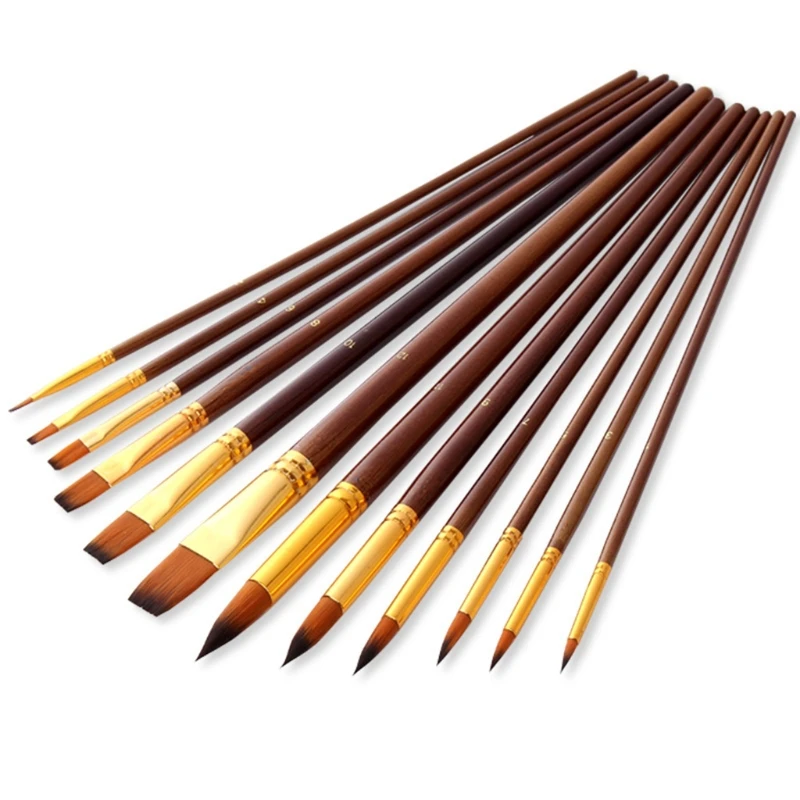 Artist Paint Brushes 12 Pcs/Set Watercolor Oil Acrylic Long Rod Nylon Hair Painting Brush Wooden Handle Art Supplies
Artist Paint Brushes 12 Pcs/Set Watercolor Oil Acrylic Long Rod Nylon Hair Painting Brush Wooden Handle Art Supplies