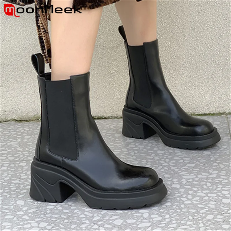 MoonMeek Top Quality Genuine Leather Boots Women Brand High Heels Platform Shoes Autumn Fashion Chelsea Boots Women Ankle Boots
MoonMeek Top Quality Genuine Leather Boots Women Brand High Heels Platform Shoes Autumn Fashion Chelsea Boots Women Ankle Boots