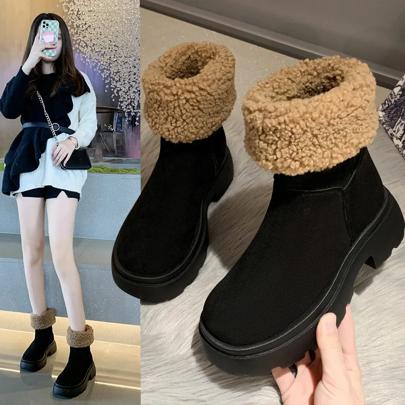 Lamb hair snow boots 2021 autumn and winter plus velvet inner heightening women's boots thicksoled thick warm cotton shoes uggs
Lamb hair snow boots 2021 autumn and winter plus velvet inner heightening women's boots thicksoled thick warm cotton shoes uggs