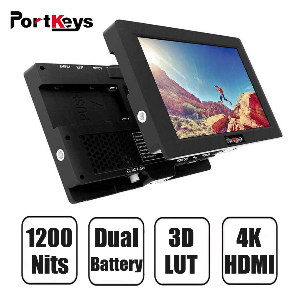 PortKeys HH7 7 дюймов 1920x1200 1200 нит с HLG/3D LUT 4K HDMI In/Out поставить на камеру полевой монитор -