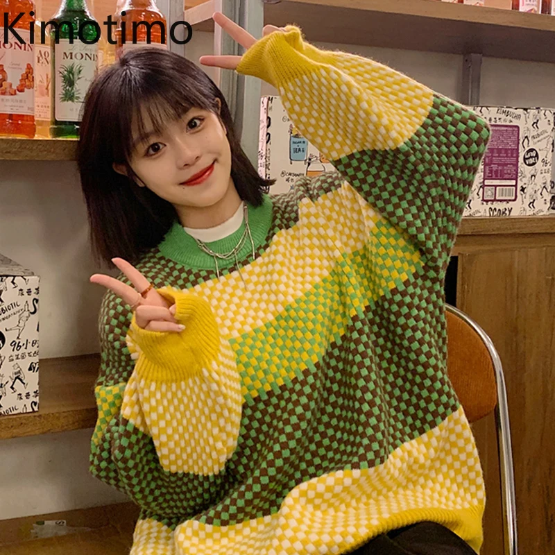 Plaid Pullover Women 2021 Autumn Winter O-neck Lazy Sweater Korean Chic Colorblock Long-sleeved Fashion Design Tops Ins
Plaid Pullover Women 2021 Autumn Winter O-neck Lazy Sweater Korean Chic Colorblock Long-sleeved Fashion Design Tops Ins