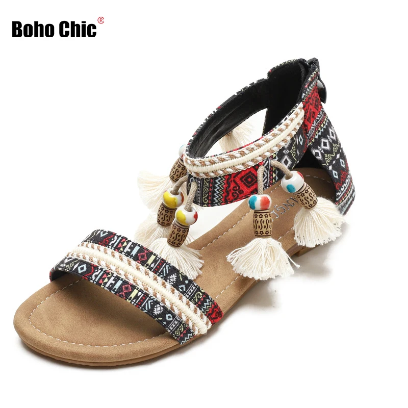 Boho Chic Women Sandals Tassel Charms Zipper Bohemian Flat Fashion Ethnic Summer Beach Shoes for Lady Hippie Style
Boho Chic Women Sandals Tassel Charms Zipper Bohemian Flat Fashion Ethnic Summer Beach Shoes for Lady Hippie Style