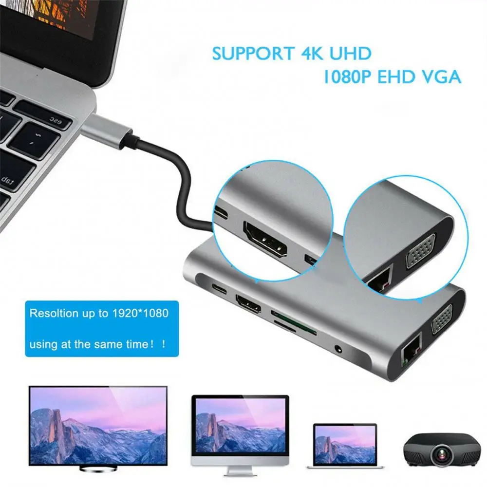 50% Off 10 in 1 1080P Type-C to 3 USB 3.0 HDMI-compatible TF Micro-SD PD VGA Audio Hub Adapter
50% Off 10 in 1 1080P Type-C to 3 USB 3.0 HDMI-compatible TF Micro-SD PD VGA Audio Hub Adapter