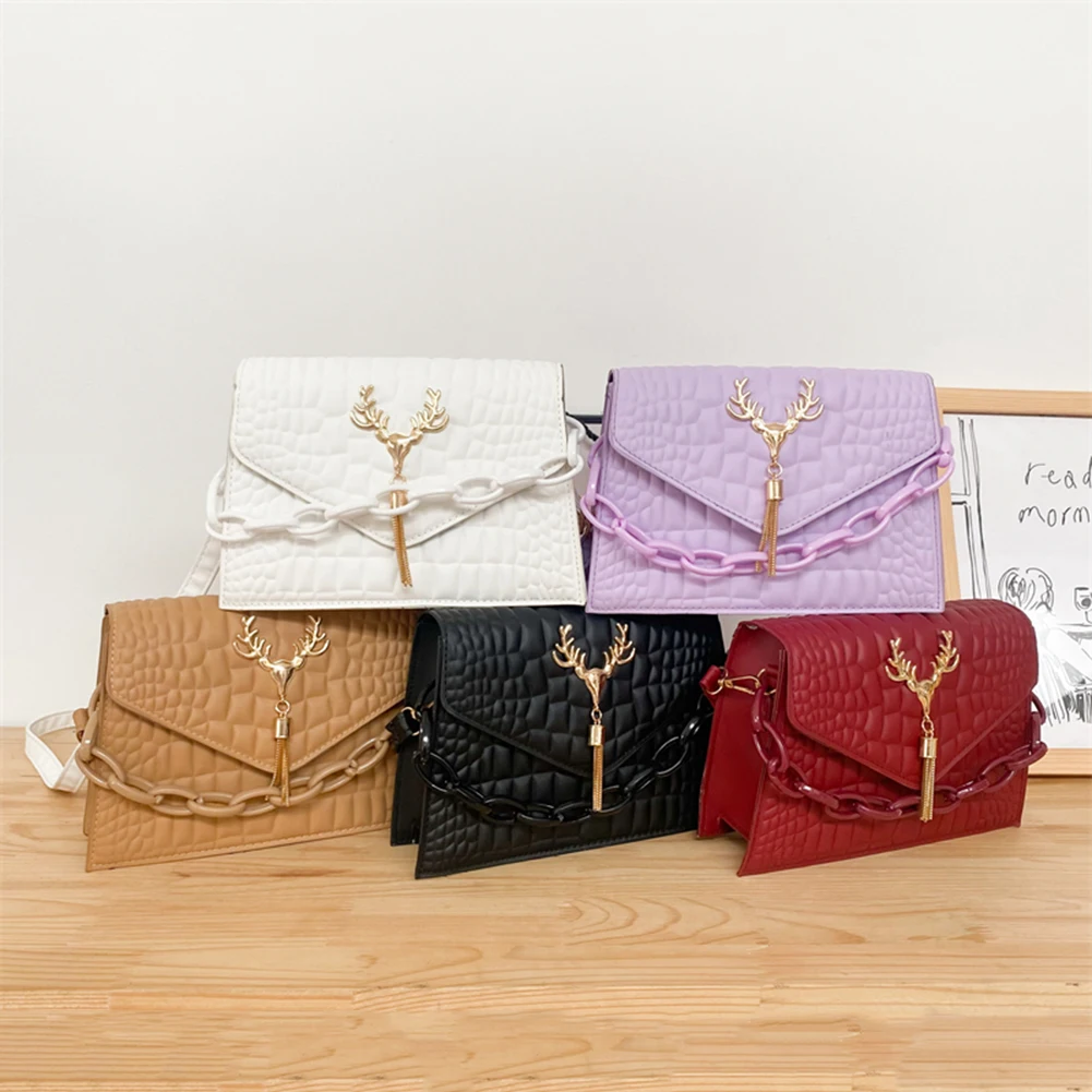 Fashion Women Antler Tassel Solid Color Alligator Pattern Crossbody Shoulder Messenger Bag Casual Ladies Chain PU Leather Bag
Fashion Women Antler Tassel Solid Color Alligator Pattern Crossbody Shoulder Messenger Bag Casual Ladies Chain PU Leather Bag