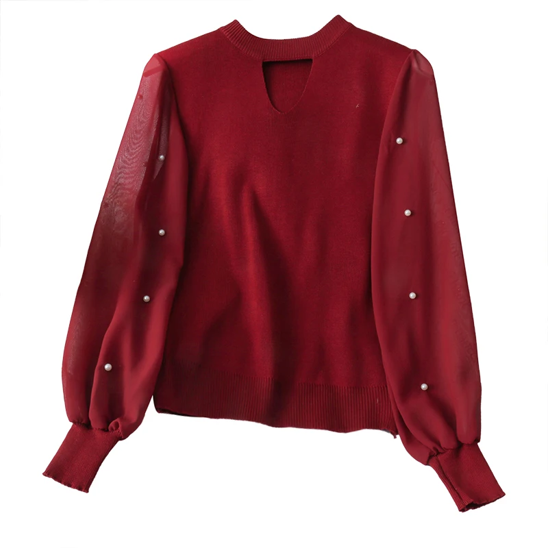 solid chiffon beaded patchwork knitted women sweater pullovers 2020 autumn new lantern sleeved caual all match female pulls tops
solid chiffon beaded patchwork knitted women sweater pullovers 2020 autumn new lantern sleeved caual all match female pulls tops