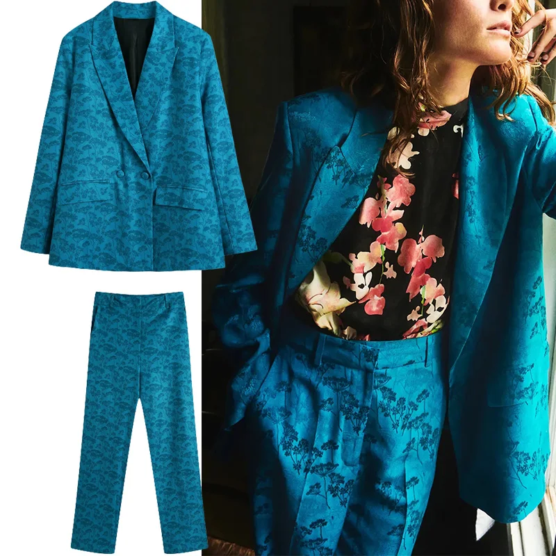 TRAF Za 2021 Trouser Suits Fashion Suit Woman Jacquard double breasted Blazer Jacquard Wide Leg Pants Women Autumn Fashion Suit
TRAF Za 2021 Trouser Suits Fashion Suit Woman Jacquard double breasted Blazer Jacquard Wide Leg Pants Women Autumn Fashion Suit