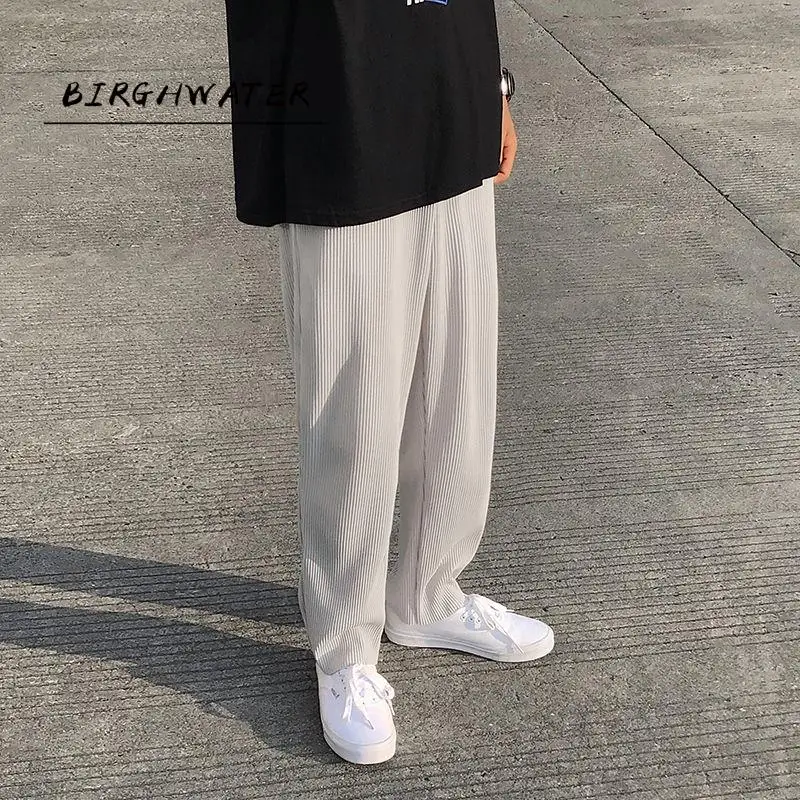 Pleated Straight Pants Men's Fashion Elastic Waist Casual Pants Men Streetwear Loose Ice Silk Trousers Mens Wide Leg Pants S-2XL 
Pleated Straight Pants Men's Fashion Elastic Waist Casual Pants Men Streetwear Loose Ice Silk Trousers Mens Wide Leg Pants S-2XL