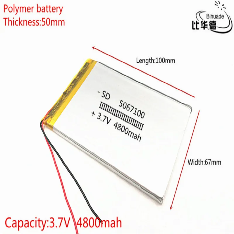 3.7V 4800mAH polymer lithium ion battery Li-ion battery for tablet pc 7 inch 8 inch 5067100
3.7V 4800mAH polymer lithium ion battery Li-ion battery for tablet pc 7 inch 8 inch 5067100