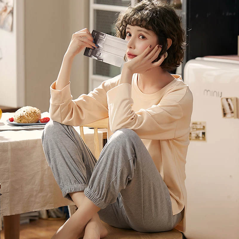 Хлопковый домашний костюм, топы для сна, брюки, костюм для сна, Женский пижамный комплект, Корейская одежда с авокадо, женская ночная рубашка...
Хлопковый домашний костюм, топы для сна, брюки, костюм для сна, Женский пижамный комплект, Корейская одежда с авокадо, женская ночная рубашка...