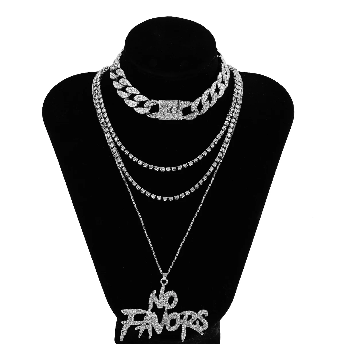 KunJoe 4pcs/set New Design Rhinestone Letters Pendant Necklace For Women Men Chunky Cuban Chain Hip Hop Choker Jewelry Gifts
KunJoe 4pcs/set New Design Rhinestone Letters Pendant Necklace For Women Men Chunky Cuban Chain Hip Hop Choker Jewelry Gifts
