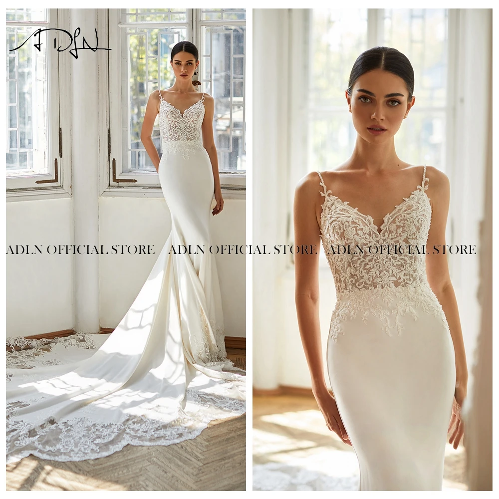 Sexy Spaghetti Straps Mermaid Wedding Dresses Custom Made Sweetheart Neckline Chapel Train Lace Bridal Gown Robe de Mariage
Sexy Spaghetti Straps Mermaid Wedding Dresses Custom Made Sweetheart Neckline Chapel Train Lace Bridal Gown Robe de Mariage