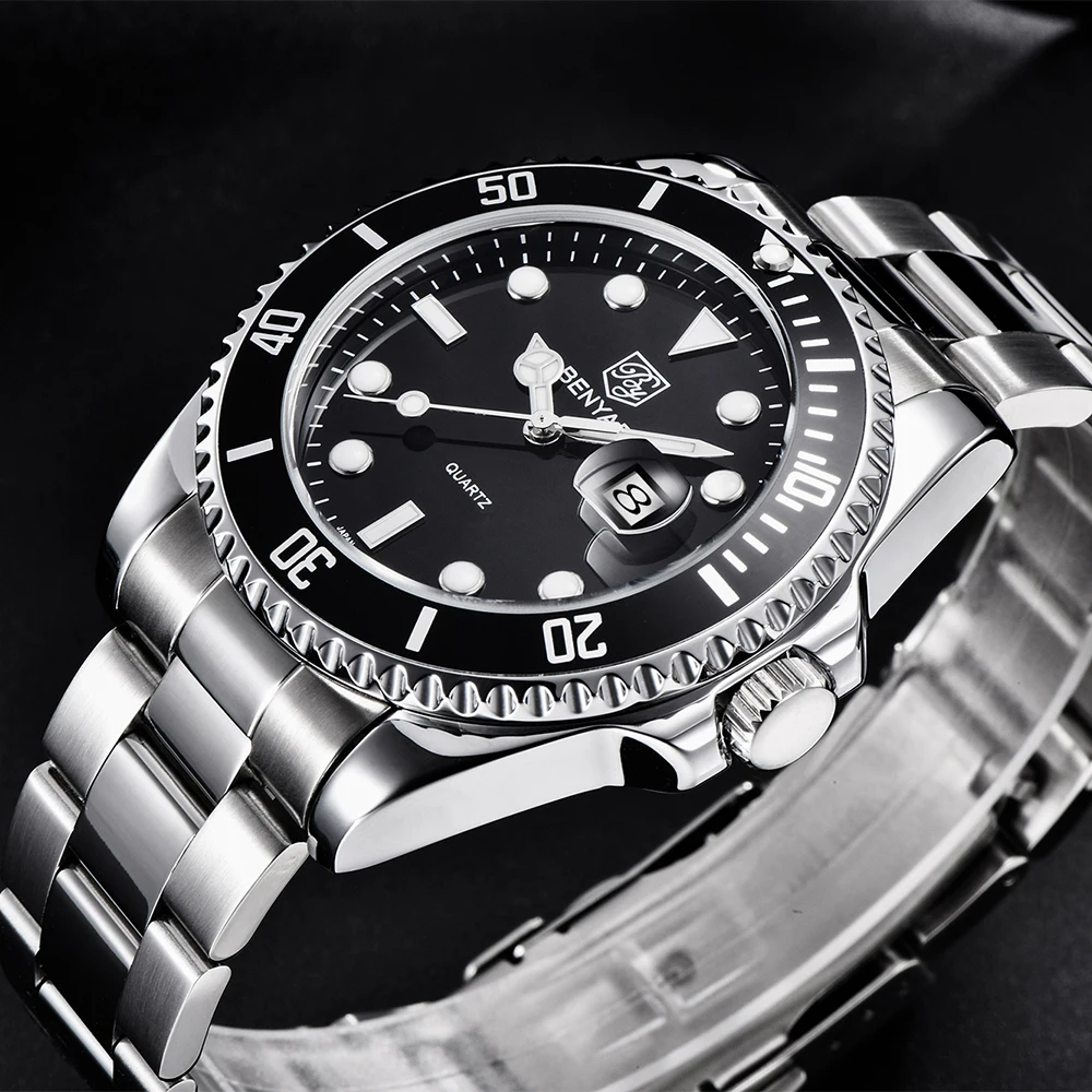 Фото BENYAR 2021 новые роскошные деловые мужские кварцевые наручные часы из нержавеющей