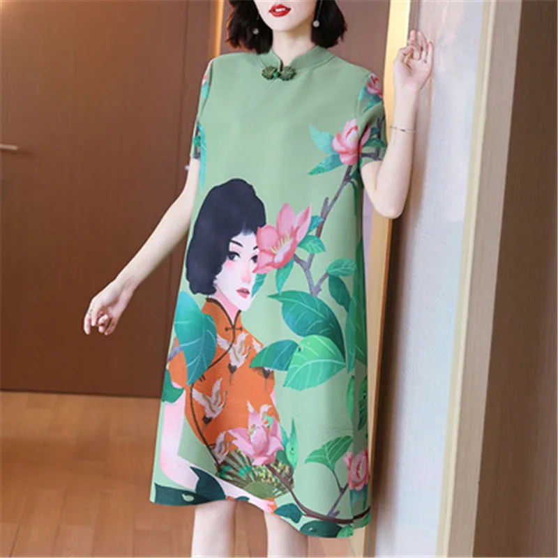 French high-end Miyake fold mother red dress female summer new fashion loose and comfortable printed dress 45-75KG can be worn
French high-end Miyake fold mother red dress female summer new fashion loose and comfortable printed dress 45-75KG can be worn