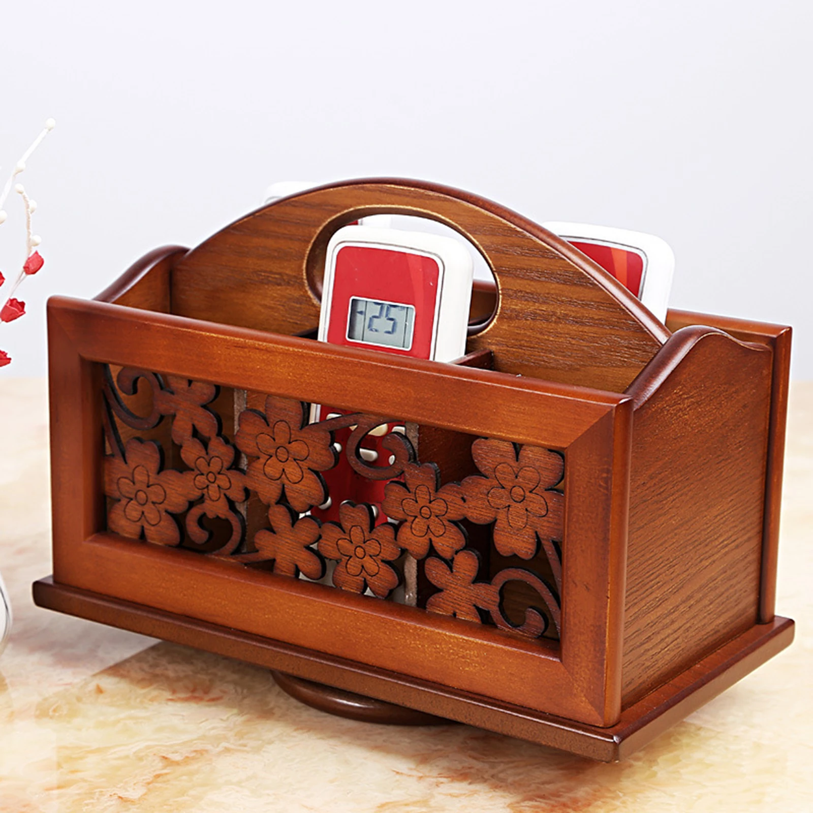 Carved Wooden Remote Control Holder, 360 Degree Desk TV Remote Caddy Box,Table Organizer
Carved Wooden Remote Control Holder, 360 Degree Desk TV Remote Caddy Box,Table Organizer