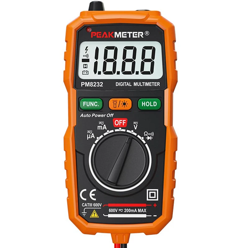 PM8232 Portable Auto Range Digital Multimeter DMM Auto Power Off Tester Spot Lightt
PM8232 Portable Auto Range Digital Multimeter DMM Auto Power Off Tester Spot Lightt
