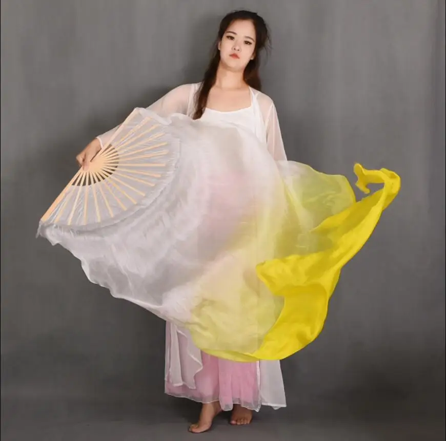 White Yellow Silk Veil 1 Pair(Left+Right) Women Real Silk Belly Dance Fan Veil Length 180cm Width 90cm Stage Show Prop 100% Silk
White Yellow Silk Veil 1 Pair(Left+Right) Women Real Silk Belly Dance Fan Veil Length 180cm Width 90cm Stage Show Prop 100% Silk