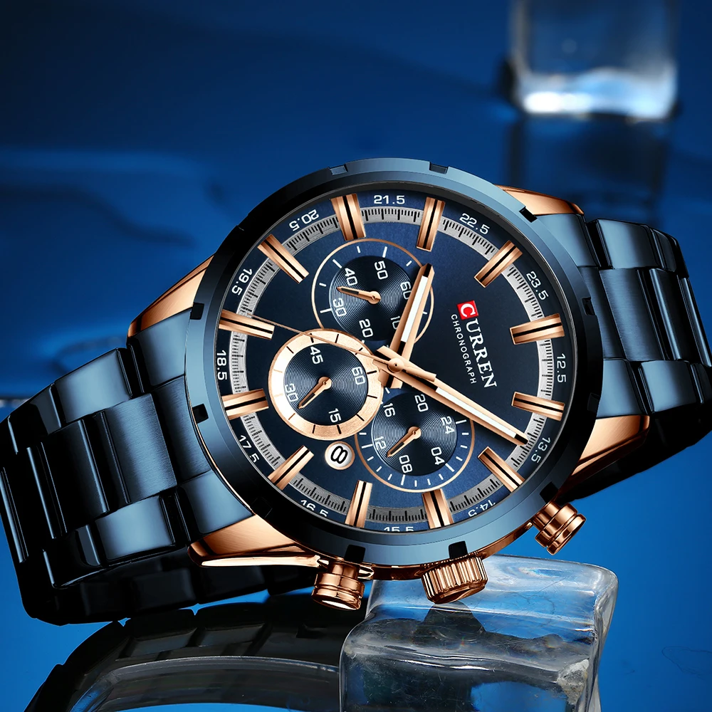 CURREN Men Top Brand Fashion Casual Sports Stainless Steel Waterproof WristWatch Chronograph Quartz Watch Date Relogio Masculino
CURREN Men Top Brand Fashion Casual Sports Stainless Steel Waterproof WristWatch Chronograph Quartz Watch Date Relogio Masculino