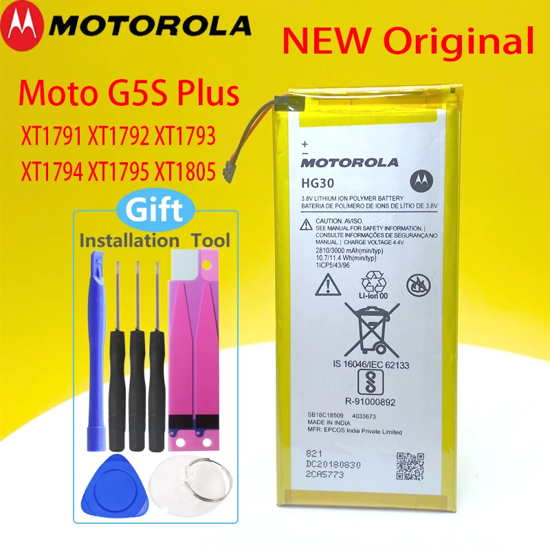 

Original Motorol Moto G5s XT1794 XT1792 XT1793 /G5S Plus XT1791 XT1795 XT1805 XT1803 XT1806 XT1804 XT180 HG30 Phone Battery