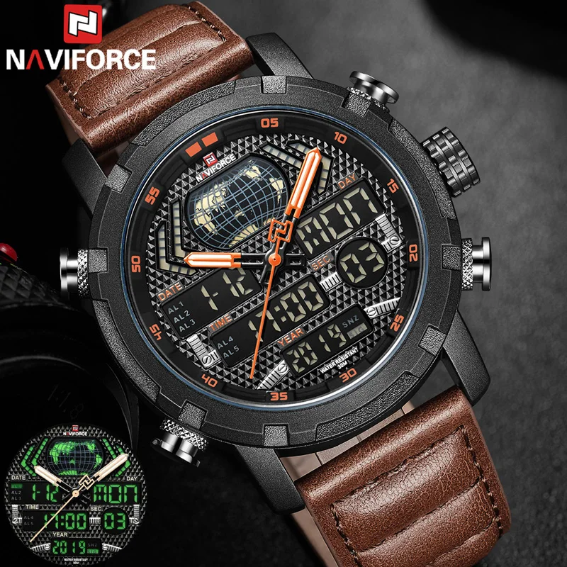 Часы NAVIFORCE мужские цифровые аналоговые спортивные военные 9160|Мужские часы| |