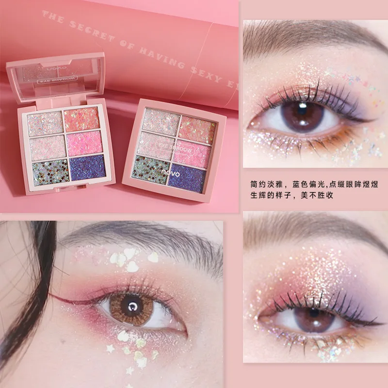 NOVO 6 Colors Sequins Eyeshadow Brightening Water-proof Super Glitter Shimmer Brighten Face Body Makeup Diamond Pearl Eye Shadow
NOVO 6 Colors Sequins Eyeshadow Brightening Water-proof Super Glitter Shimmer Brighten Face Body Makeup Diamond Pearl Eye Shadow