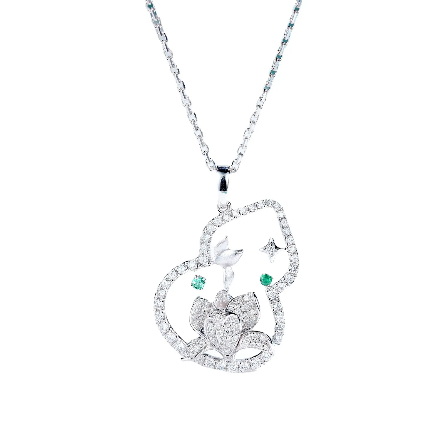 Hot Sale Niche Disign Lotus Gourd Pendant Necklace with Sparkling Green CZ 2021 New Top Women Jewelry Fashion Trend for Party
Hot Sale Niche Disign Lotus Gourd Pendant Necklace with Sparkling Green CZ 2021 New Top Women Jewelry Fashion Trend for Party