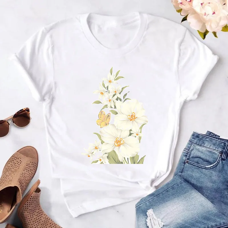 Tops 2021 Summer Short Sleeve Flower Butterfly Print T-shirt for Women Harajuku Graphic Ladies Basic Tee Shirt Streetwear Tshirt
Tops 2021 Summer Short Sleeve Flower Butterfly Print T-shirt for Women Harajuku Graphic Ladies Basic Tee Shirt Streetwear Tshirt