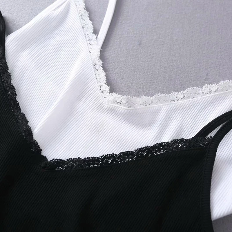 Women V-neck Lightweight Ribbed Cotton Camis Top With Spaghetti Straps And Lace Trimming Female Casual Tank Top Cropped Top
Women V-neck Lightweight Ribbed Cotton Camis Top With Spaghetti Straps And Lace Trimming Female Casual Tank Top Cropped Top