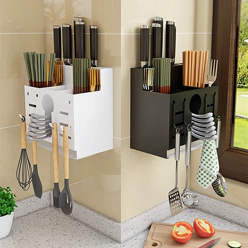 3 in 1 Stainless Steel Sink Wall Mounted No Drilling Kitchen Knives Holder with Cutlery Storage Box and Hooks Organization
3 in 1 Stainless Steel Sink Wall Mounted No Drilling Kitchen Knives Holder with Cutlery Storage Box and Hooks Organization