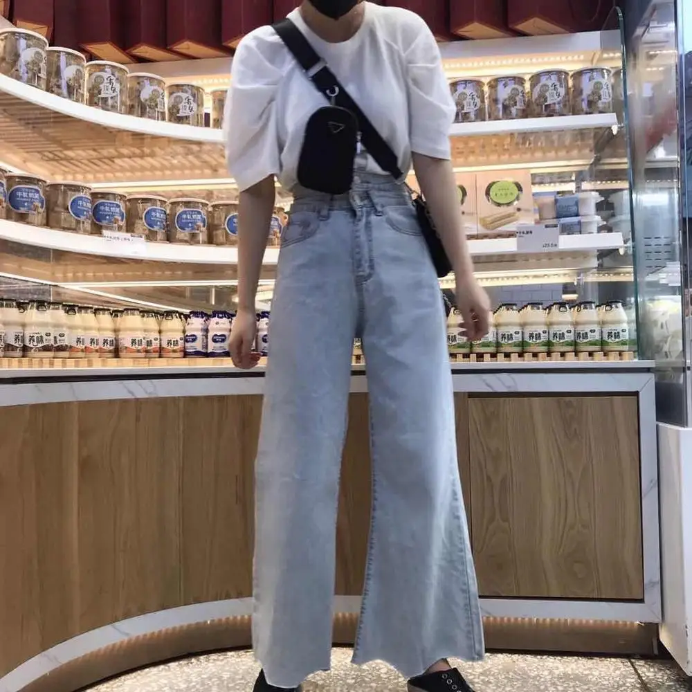 Women 2020 fashion casual jeans girls woman's wide leg denim pants high waist blue female streetwear cowboy full length trousers
Women 2020 fashion casual jeans girls woman's wide leg denim pants high waist blue female streetwear cowboy full length trousers