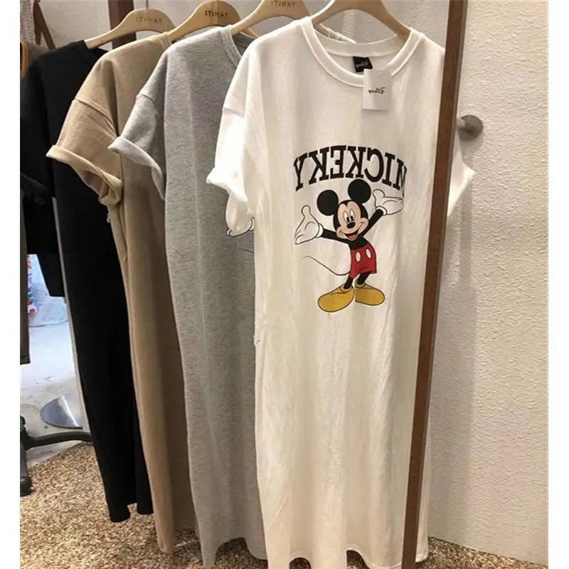 Mickey Print T-Shirt Dress Short Sleeve Loose Summer Dresses Women Elegant Cartoon Mid-Length Dress Casual Vestidos Robe Femme
Mickey Print T-Shirt Dress Short Sleeve Loose Summer Dresses Women Elegant Cartoon Mid-Length Dress Casual Vestidos Robe Femme