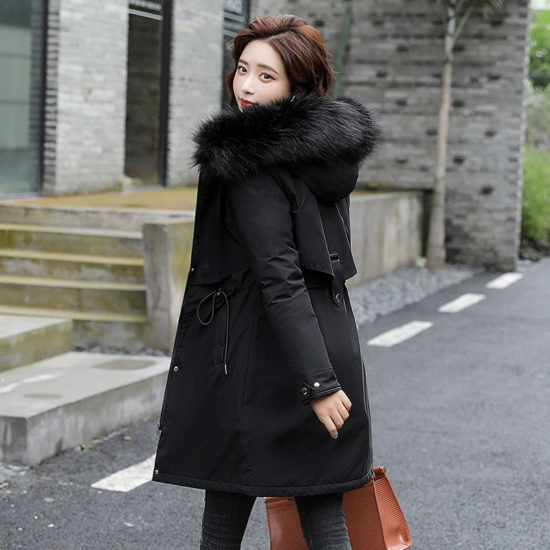 Korean Style Women's Winter Long Coat Hooded Slim Wool Liner Female Jacket With Fur Collar Plus Size Solid Thick Woman Parkas
Korean Style Women's Winter Long Coat Hooded Slim Wool Liner Female Jacket With Fur Collar Plus Size Solid Thick Woman Parkas